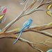 Bird on a Branch painting on canvas huge art 36 x 24