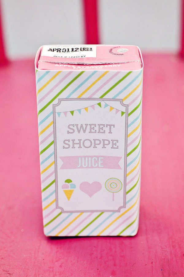 DIY Printable Juice Box Wraps - Sweet Shoppe Party