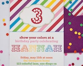 Rainbow Birthday Invitation- Printable