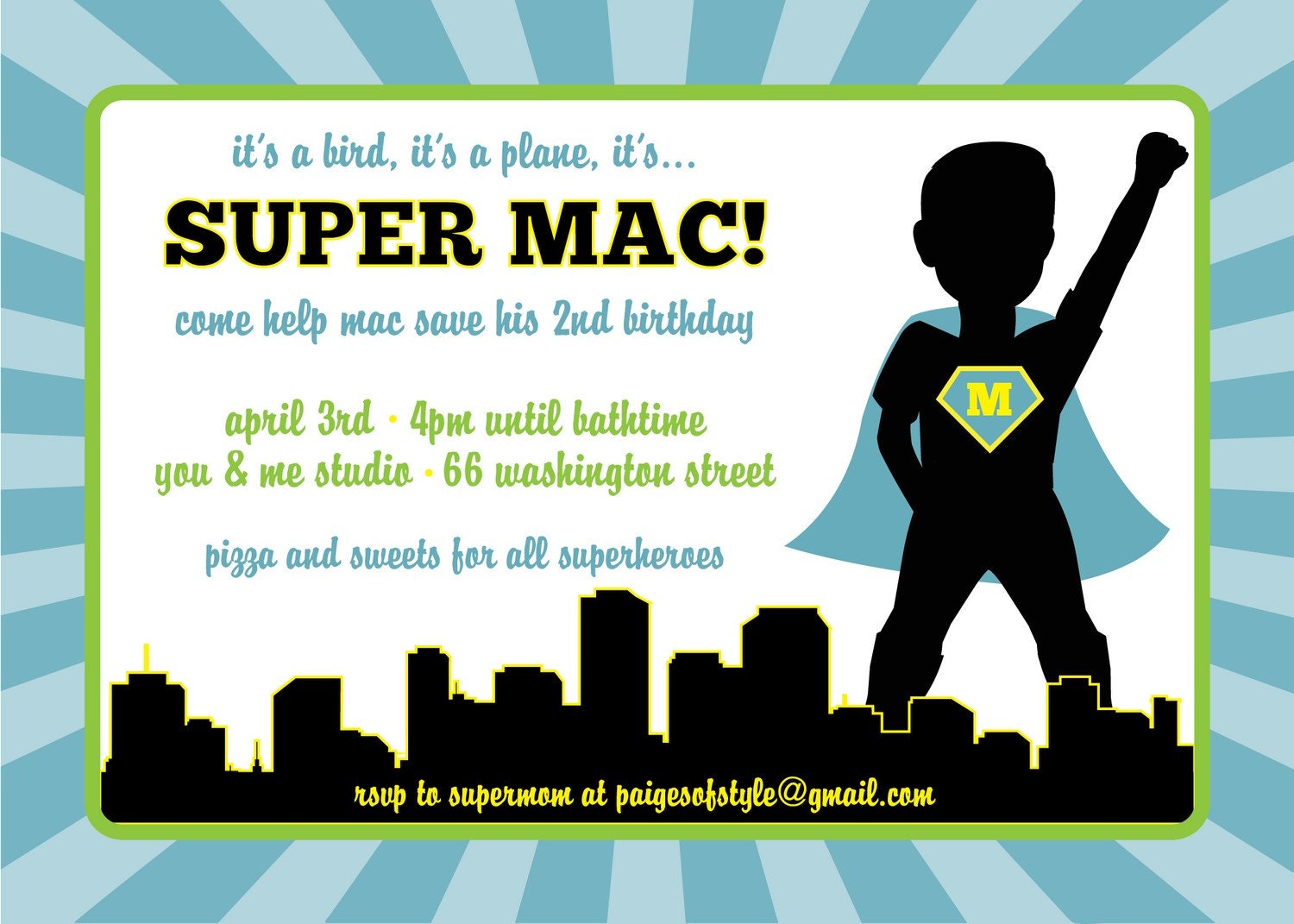 Printable Superhero Birthday Invitation, DIY