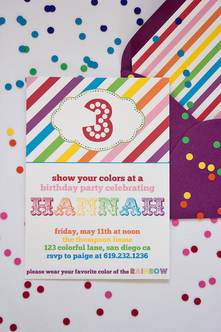 Rainbow Birthday Invitation- Printable