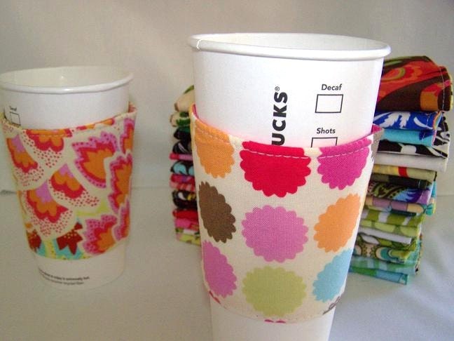 FREE SHIPPING --- Eco-Friendly Coffee/Tea Sleeve --- Lots of Dots