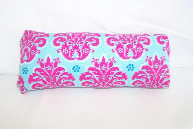 Reversible Car Seat ARM PAD Handle Cover -- Pink and Blue Damask