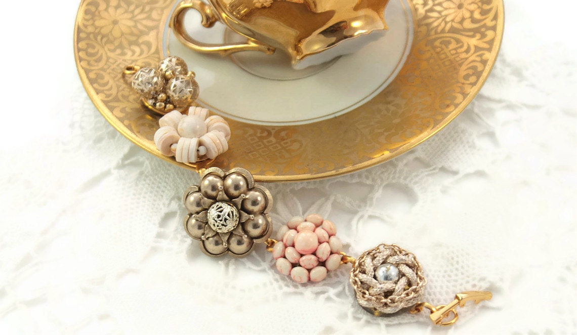 Vintage bracelet recycled FAIRY FLOSS Free worldwide shipping