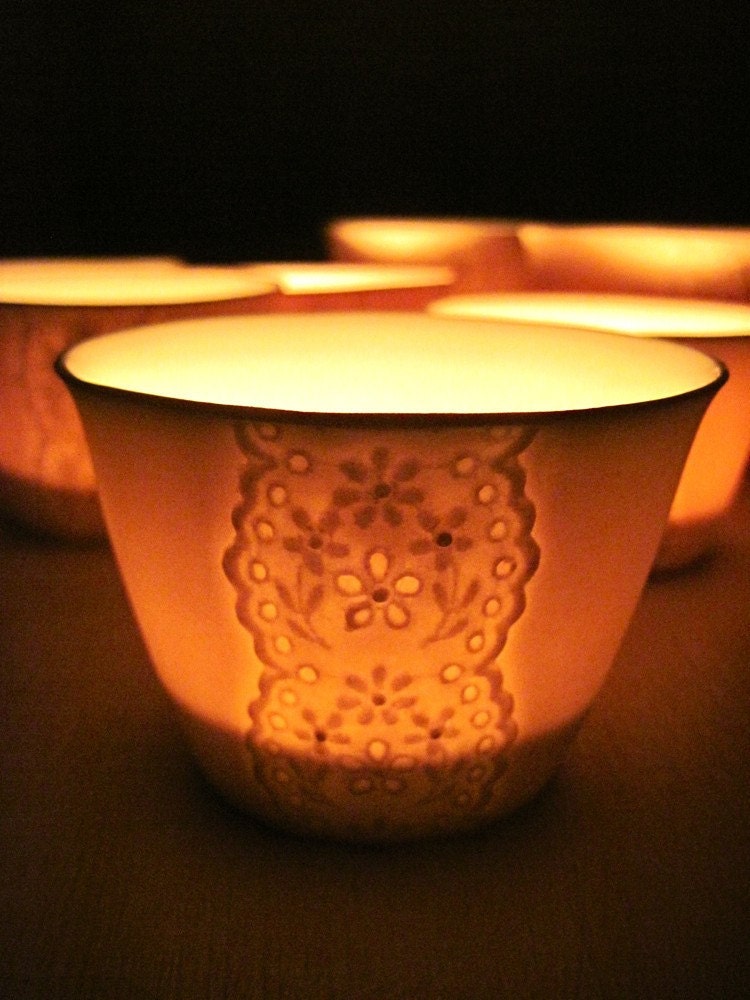 Translucent Ceramic Lace Candle Holder-Hideminy Lace Series