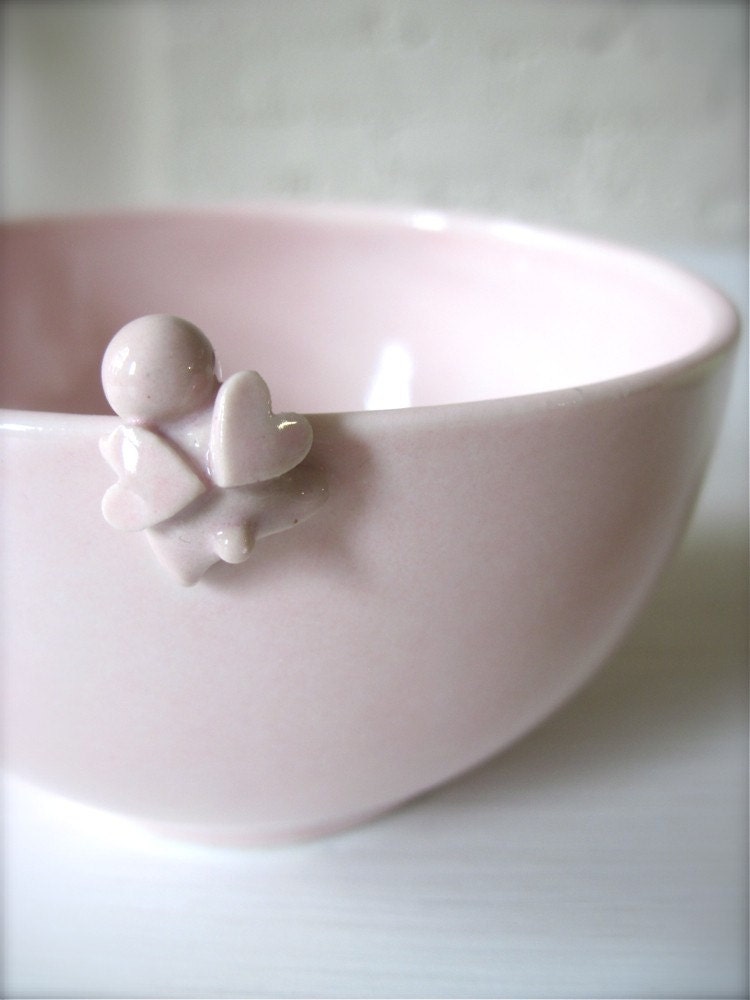 Pink Happy Heart clover Angel Bowl