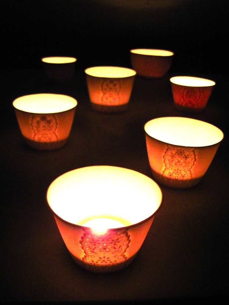 Porcelain Lace Cup, Translucent Candle Holder-Hideminy Lace Series
