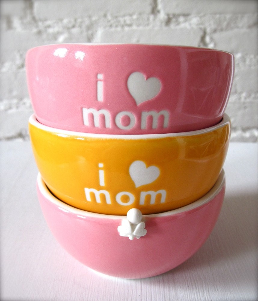 I Love Mom Angel Pink Bowl