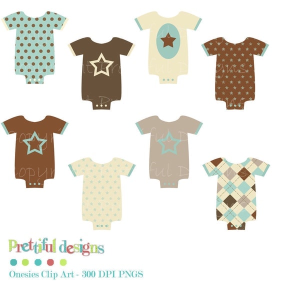 50% Off Sale Baby Onesie Clip Art for Scrapbooking, Invitations, Paper Goods, Card Making - Charlie (153) Il_570xn