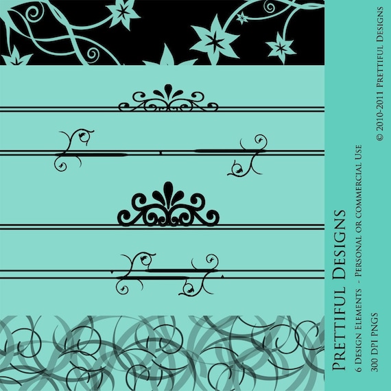 Clip Art Swirl Banner Flourish Design Elements Commercial Use (241) Il_570xn