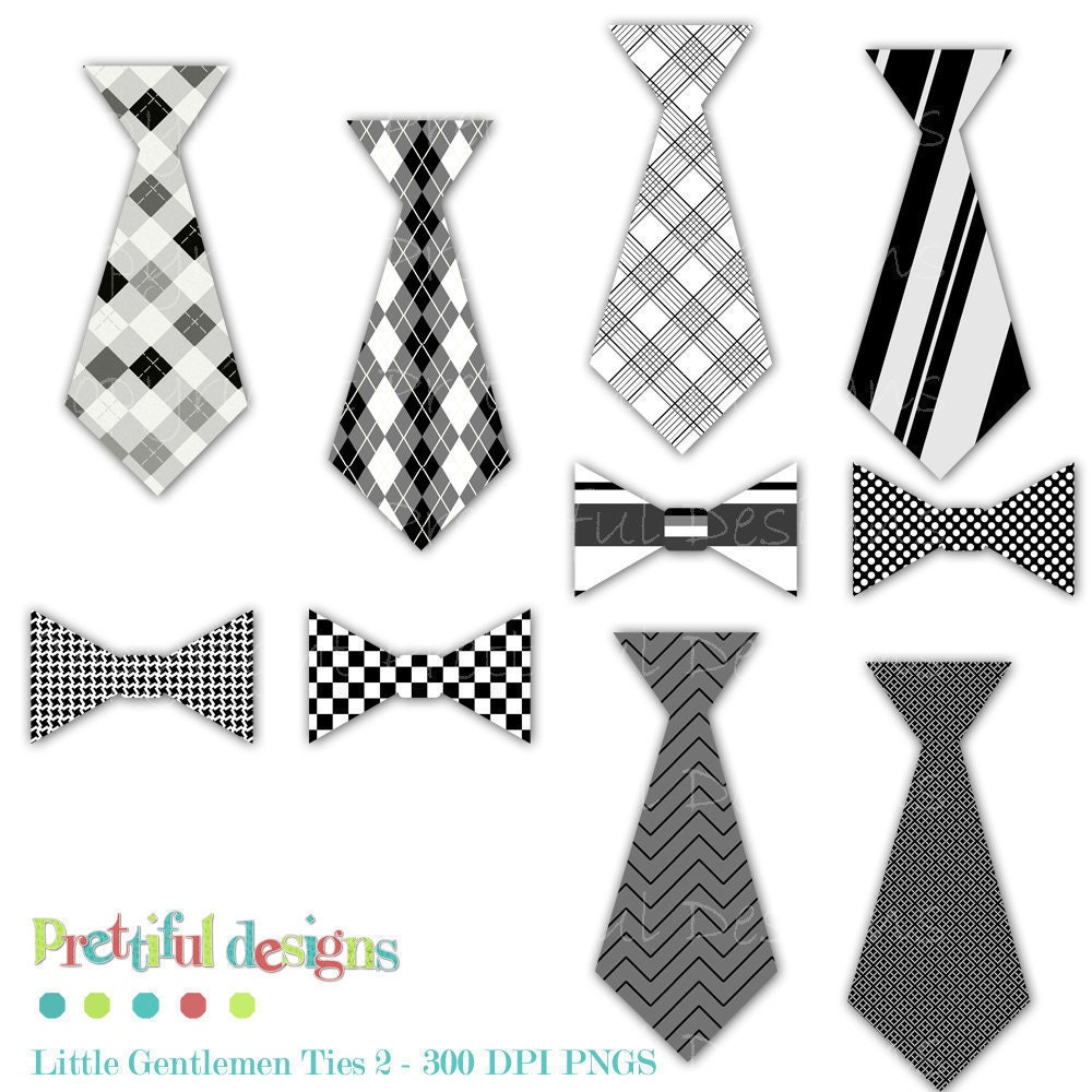 Tie and Bow Tie Clip Art - Personal or Commercial Use - Little Gentlemen 2 (175) Il_570xn