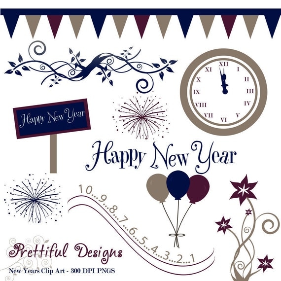 New Years Clip Art Set 2 - Personal or Commercial Use (151) Il_570xn