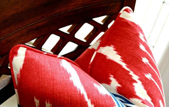 Ikat Pillow Cover Covington Magnificat in Blue and Red