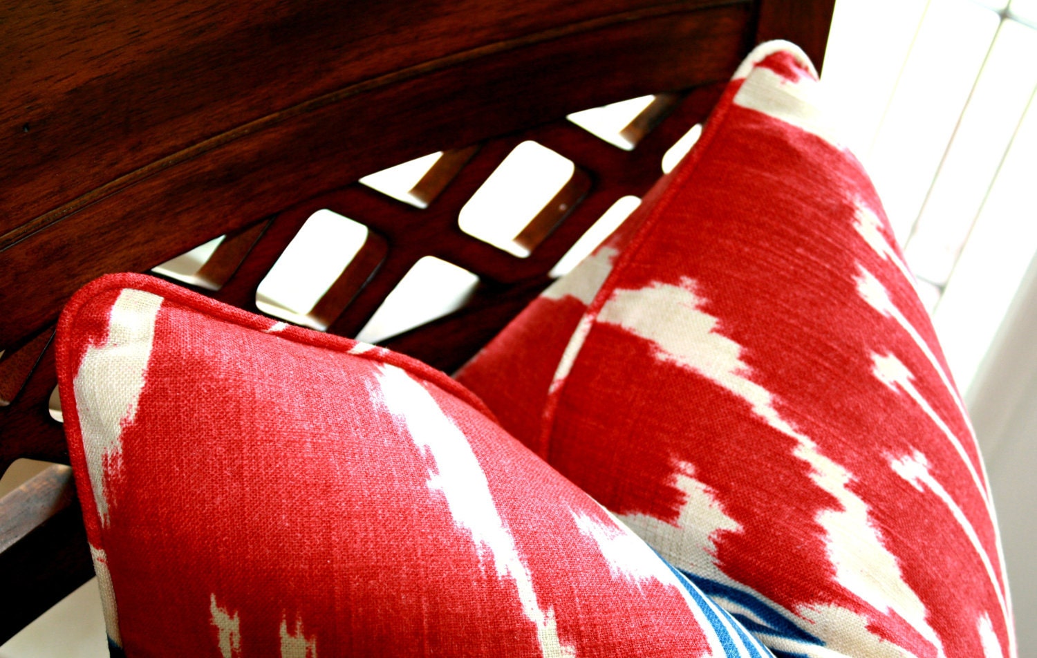 Ikat Pillow Cover Covington Magnificat in Blue and Red