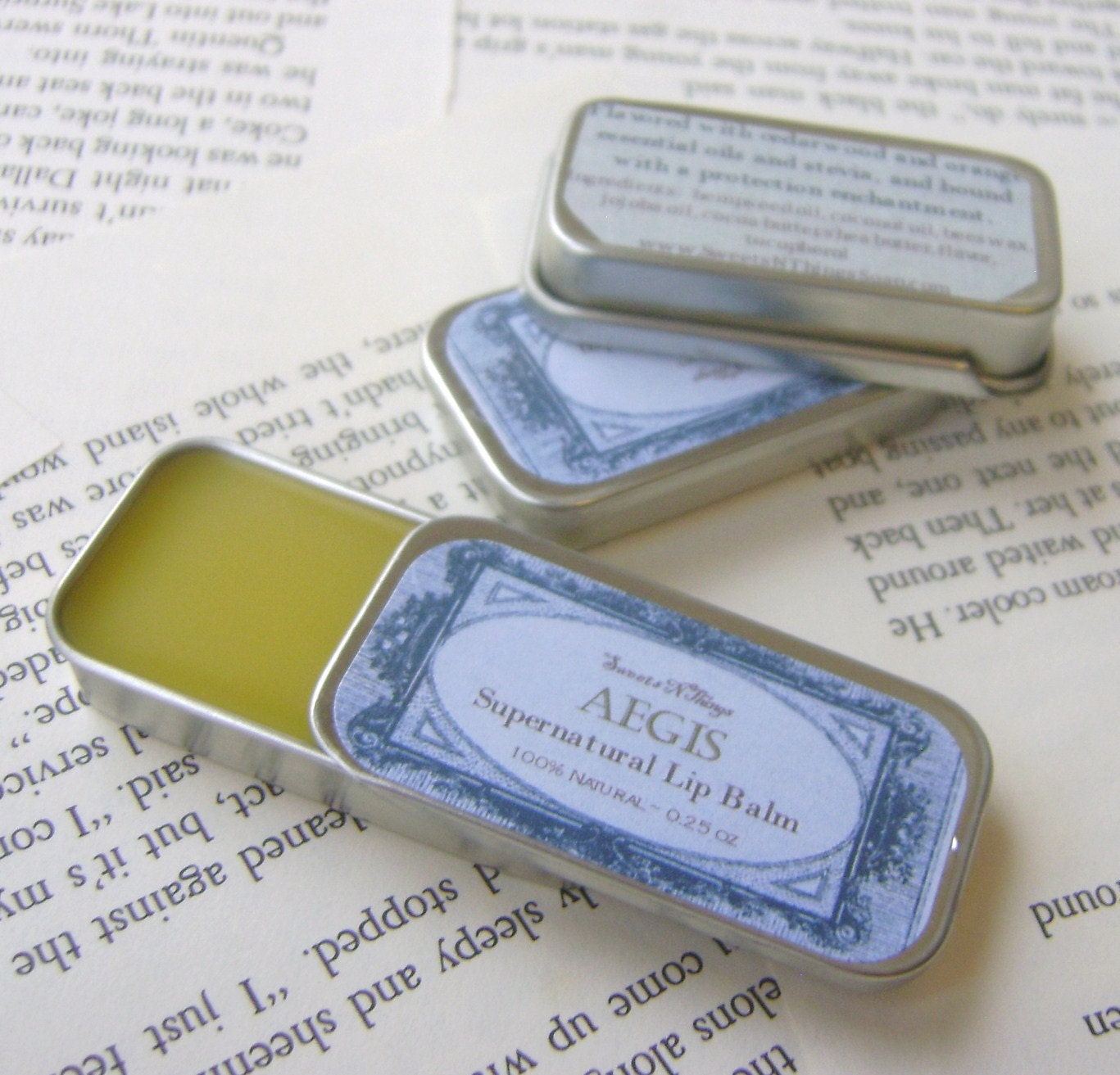 All Natural Orange Cedarwood Lip Balm, .25 oz Tin, Aegis Supernatural Lip Balm,