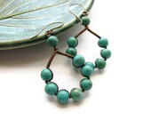 Turquoise Hoop Earrings Copper Wire Wrapped with Turquoise Magnesite