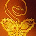 Fine crocheted butterfly sunny necklace for a girl or young lady.