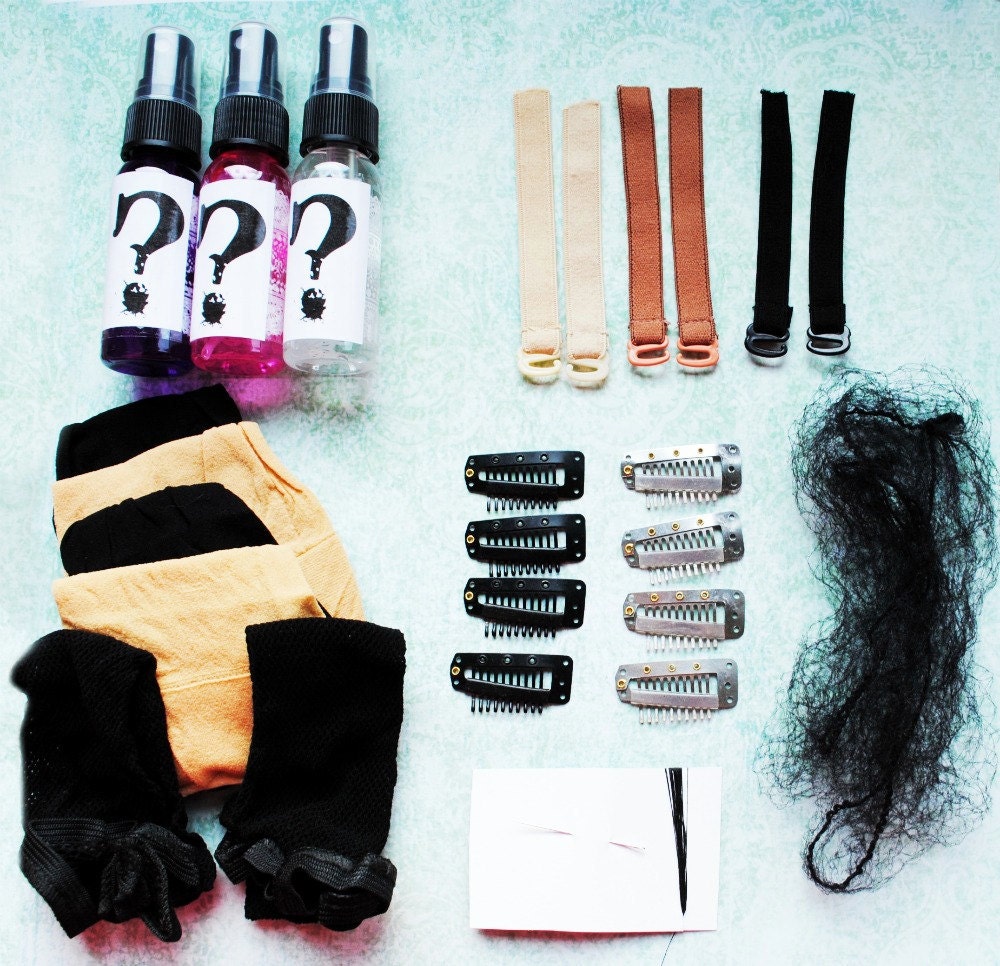 Deluxe Wig Care Set // Hair Perfume, Shampoo Mist, Conditioner Mist, Wig Clips, Straps, Needle, Thread, Wig Cap and More