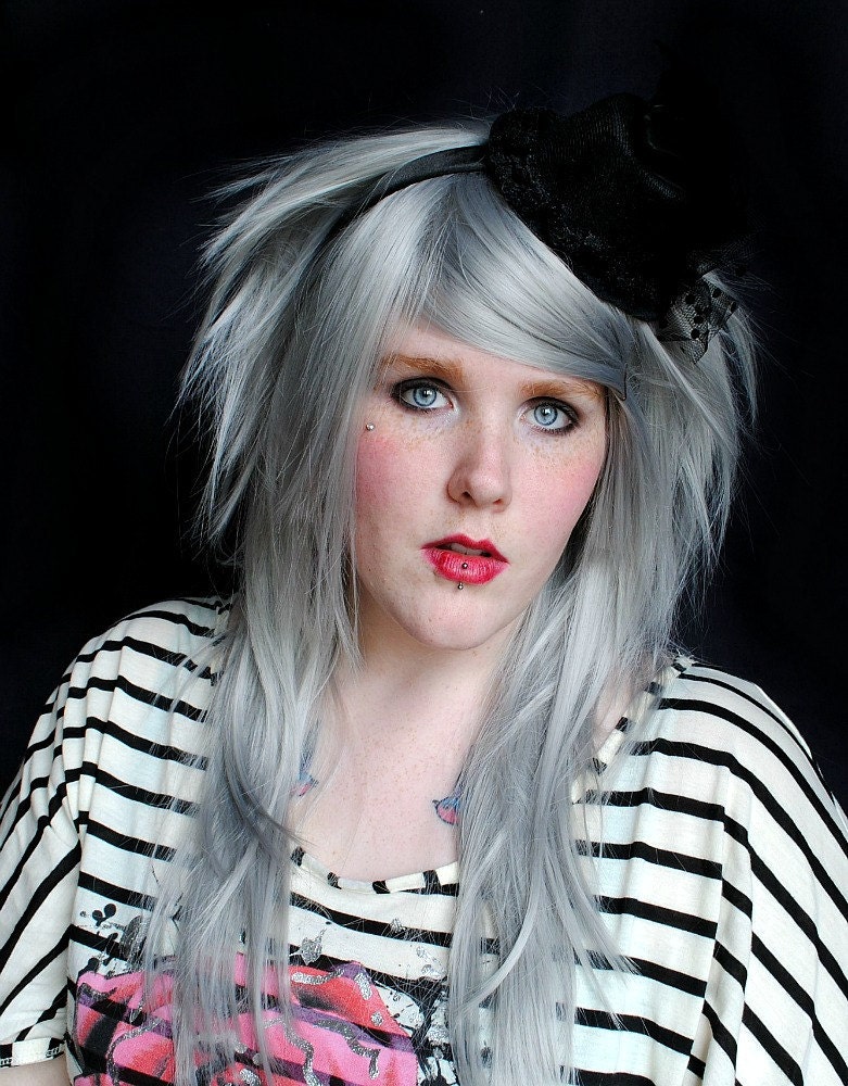 SALE - SILVER BELLE wig // Silver Gray // Emo Goth Scene Long Hair