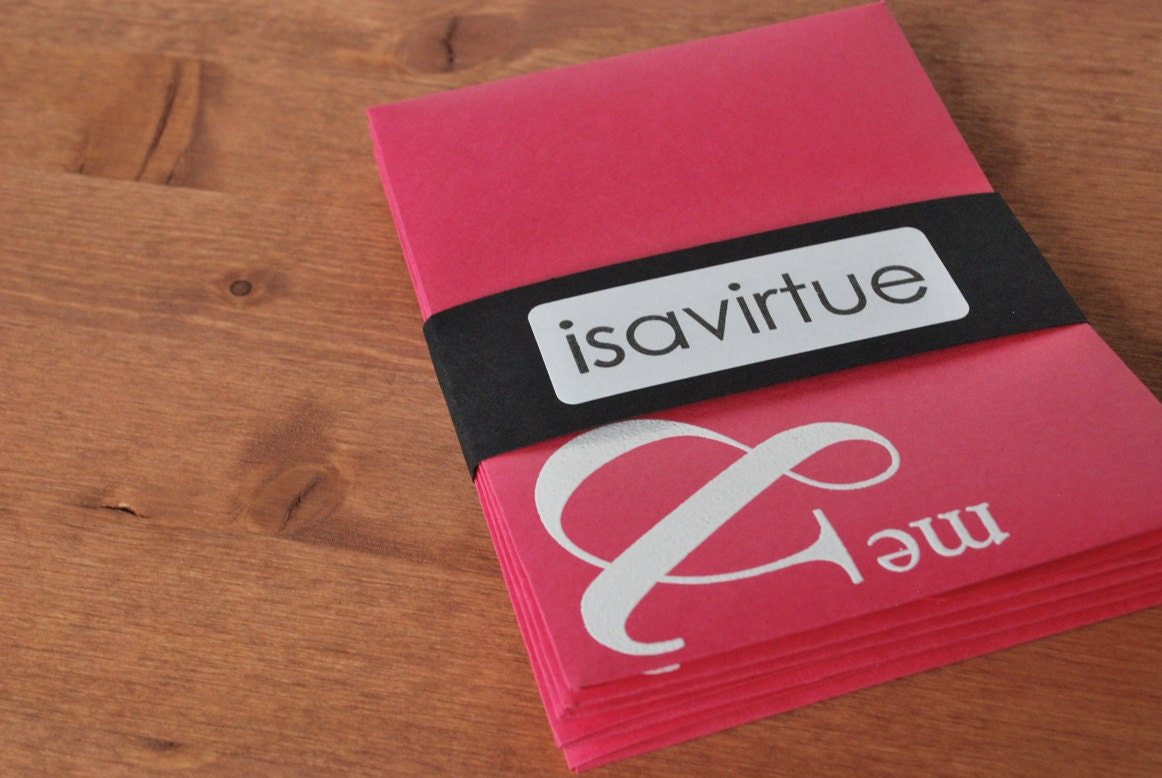 pink envelopes set of five: you & me ampersand