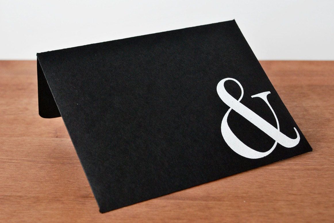 black stationery set: & ampersand envelopes and writing paper
