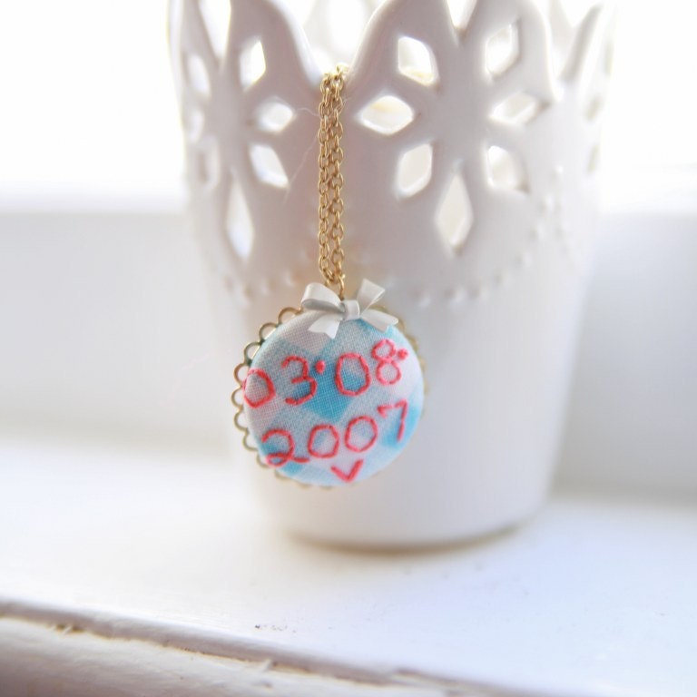 Custom. Embroidered. Date Necklace
