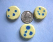 Buttercup Blue Flat Round Ceramic Beads (3)