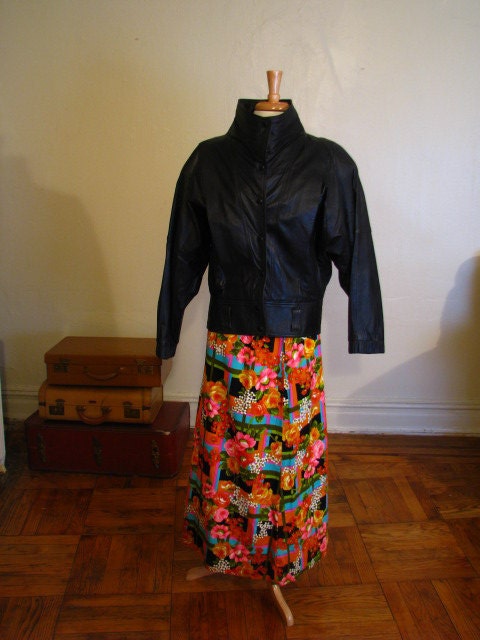 Vintage 1970s Floral Print Maxi Skirt