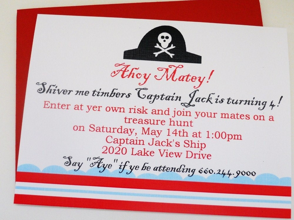 Pirate Birthday Invitations Boys