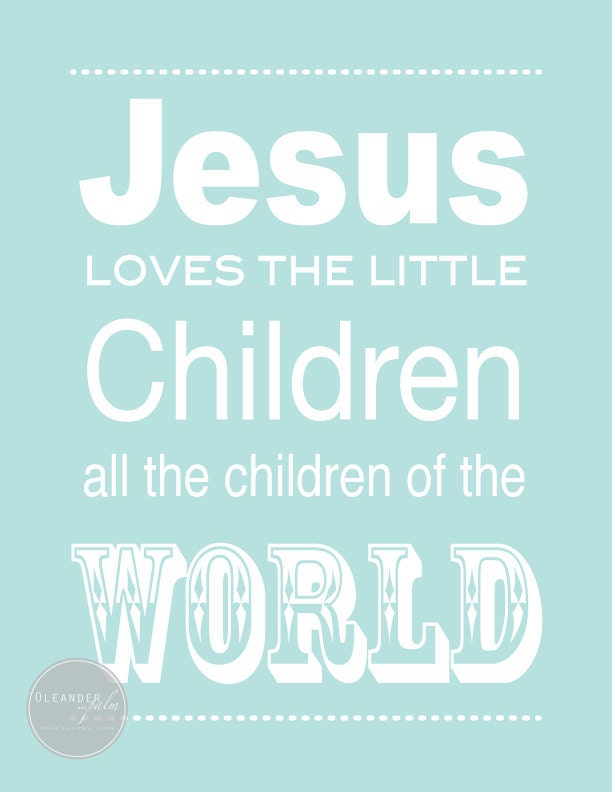 Jesus Loves Aqua Print 8 x 10