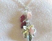 Leaf Necklace in Silver, Red