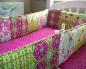 Custom 4 PIece Crib Bedding (Bumpers, Skirt, Sheet, Blanket) Fabric Pallet