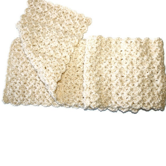 Crochet Scarf Cream White - pigswife