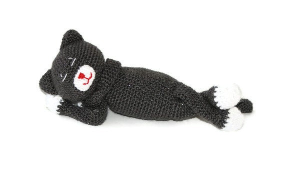 RESERVED Crochet Amigurumi Cat Grey and White Tabby