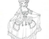 Pen and ink drawing 8 x 10 art print - Rococo Livestock