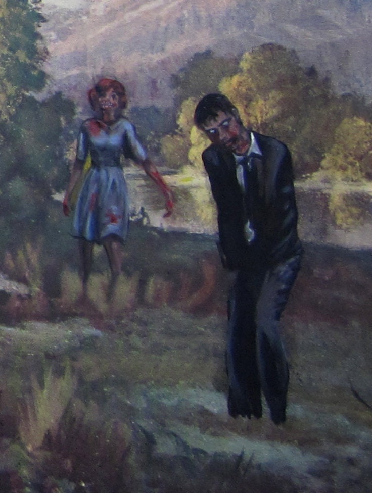 Zombies walking- 11 x 17 in. print (free shipping)