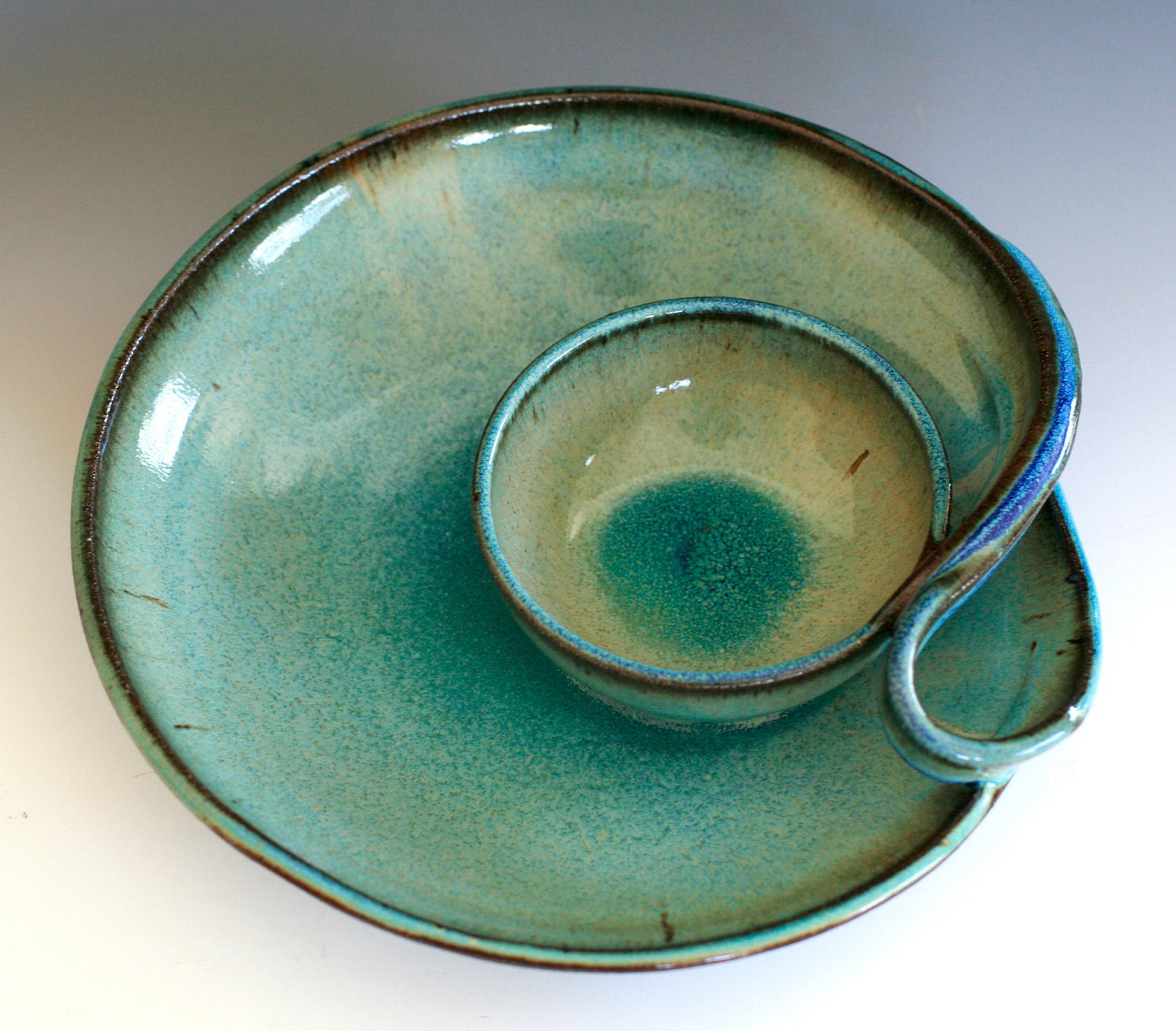 Chip and Dip, handmade ceramic dish, ceramics and pottery