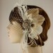 Bridal Feather Fascinator, Bridal Fascinator, Feather Fascinator, Fascinator, Hair Clip, Wedding Veil, Bridal Veil
