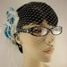 Bridal Feather Fascinator, Bridal Fascinator, Feather Fascinator, Fascinator, Hair Clip, Wedding Veil, Bridal Veil, Ivory and Turquoise