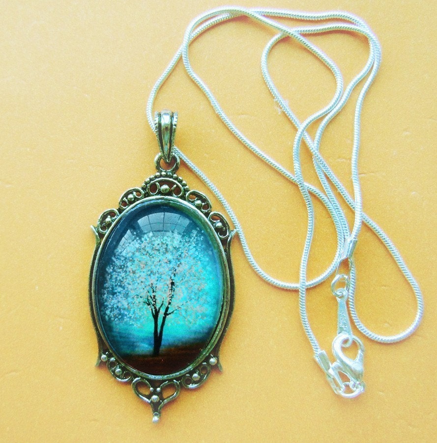 Sapphire Wind -- Wearable Art Cameo Necklace-Valentine's Gift