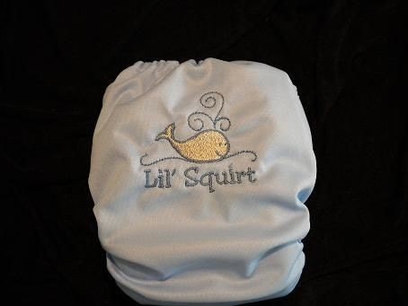 Lil Squirt with Whale embroidered cloth diaper