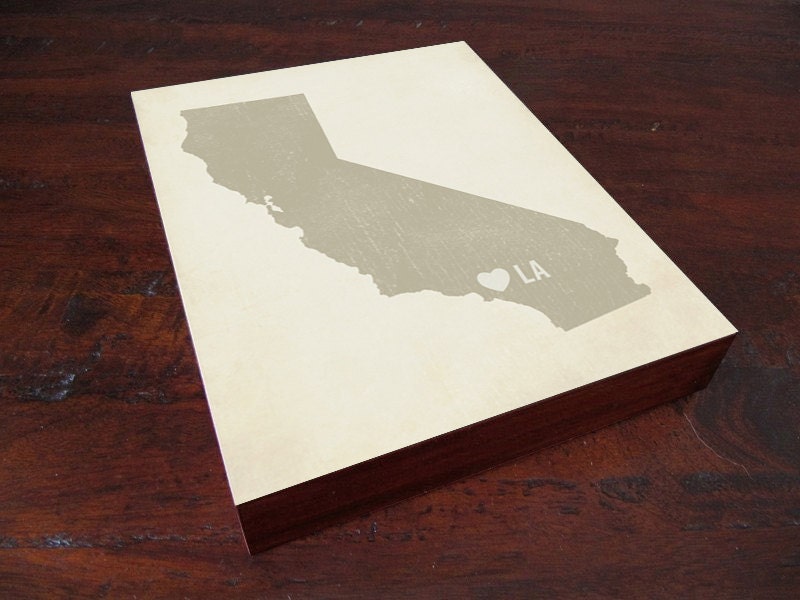 I Love LA 8x10 Wood Block Art Print - Los Angeles California City State Heart