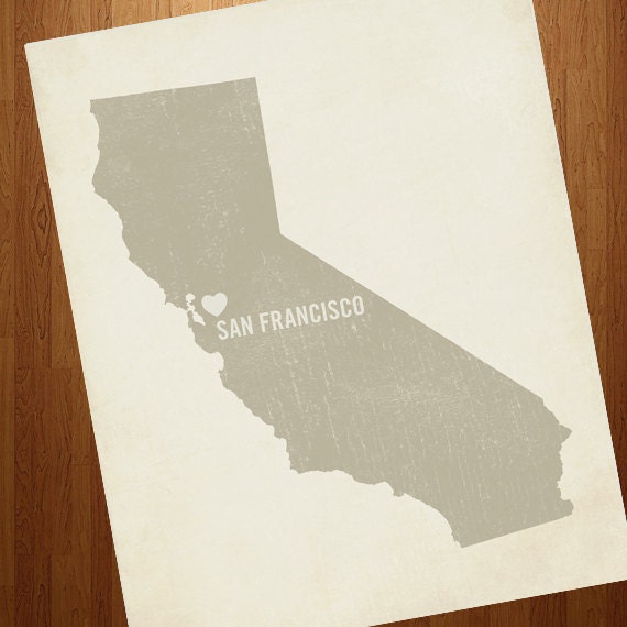 I Love San Francisco 8x10 Art Print - California City State Heart
