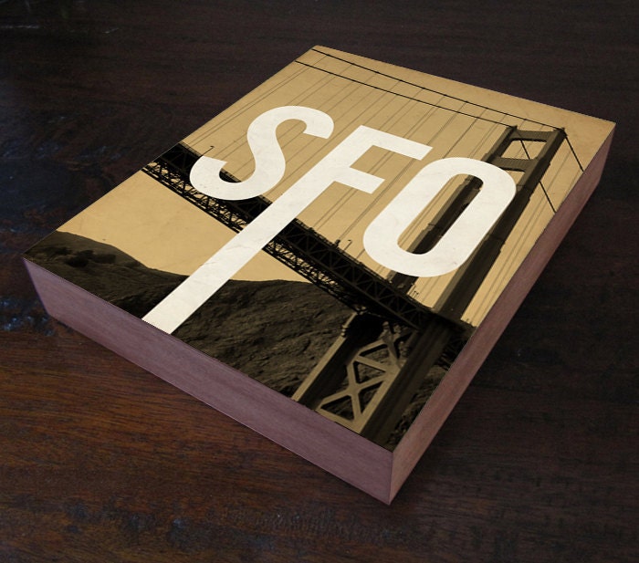 San Francisco SFO - Wood Block Art Print