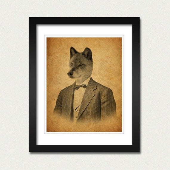 Wolf in a Suit Portrait 8x10 Art Print