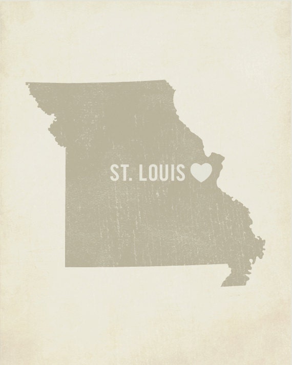 I Love St. Louis 8x10 Wood Block Art Print - Missouri City State Heart