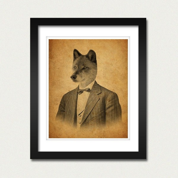 Wolf in a Suit Portrait 8x10 Art Print