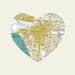 Los Angeles Art City Heart Map -  8x10 Art Print