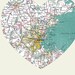 Boston Art City Heart Map - 8x10 Art Print