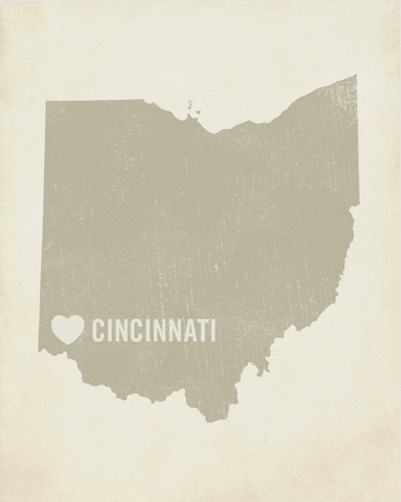 I Love Cincinnati Wood Block Art Print - Ohio City State Heart